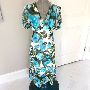 Floral V- Neck Midi Dress